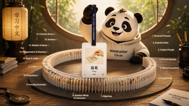Mandarin Circle panda and vocabulary card learning scene